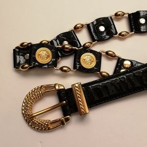 VERSACE Medusa head 100%leather link belt